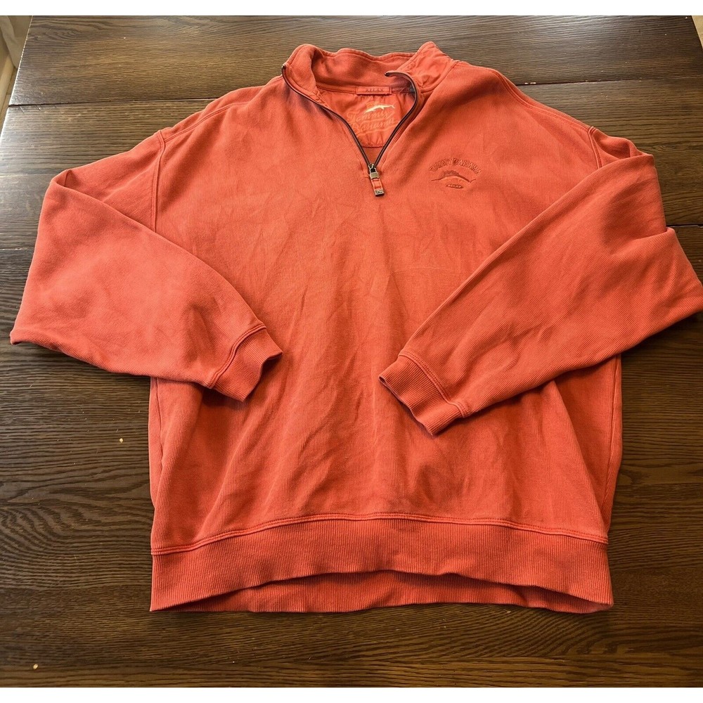 Tommy Bahama 1/4 zip pullover sweatshirt size Large Orange in color